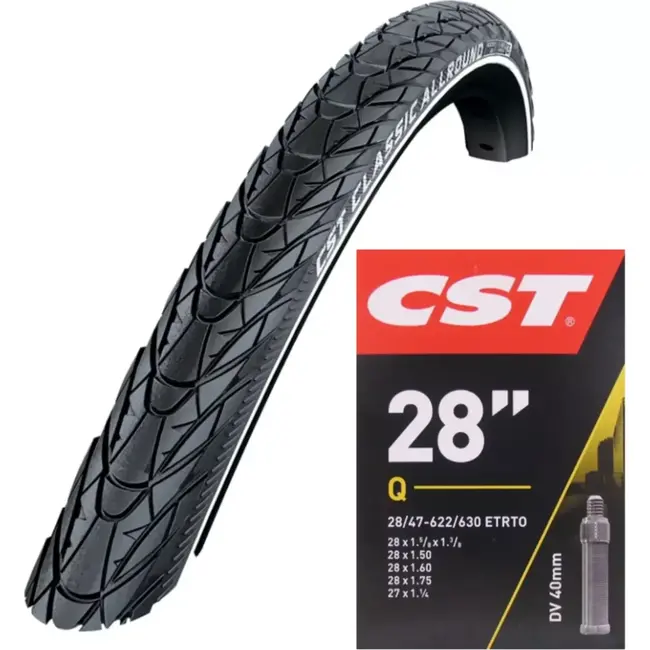 CST Fietsbandenset - Reflecterend - Geschikt voor e-bikes - 28 inch - Dunlop ventiel 40mm