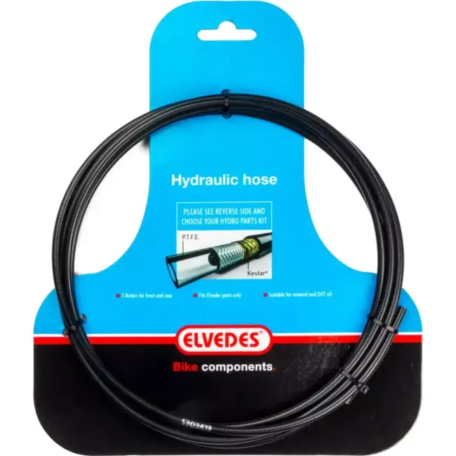 Elvedes Hydraulische remslang - 3 meter - PTFE & Kevlar - Zwart - Voor DOT en minerale olie