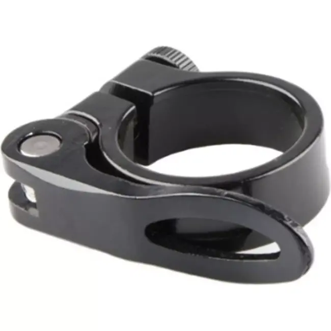 Mirage Zwarte zadelklem met snelspanner - 34.9 mm - Instelbare klemkracht - CNC gefreesd aluminium