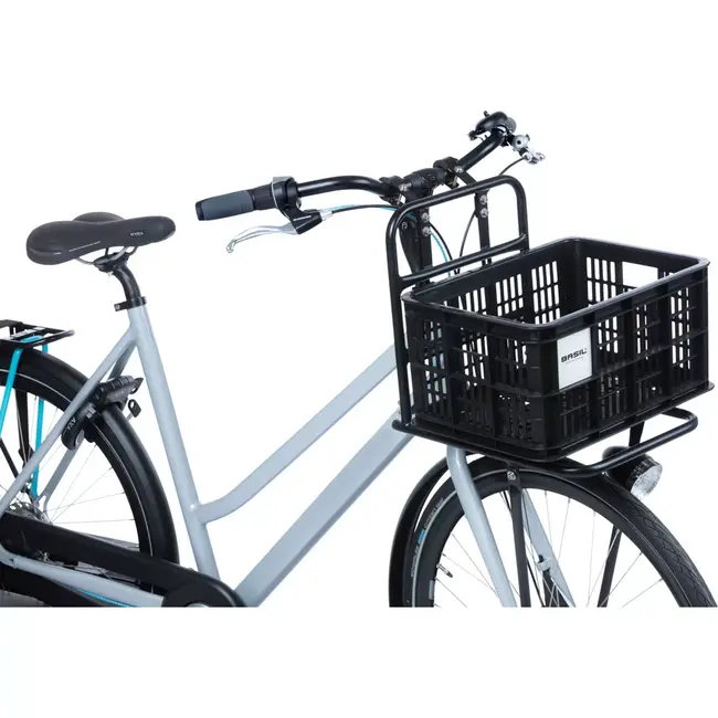 Basil Compacte fietskrat - 17,5L - Gerecycled kunststof - Zwart - Voor MIK & Racktime systemen