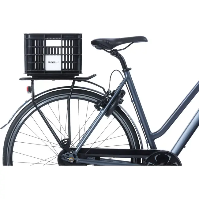 Basil Compacte fietskrat - 17,5L - Gerecycled kunststof - Zwart - Voor MIK & Racktime systemen