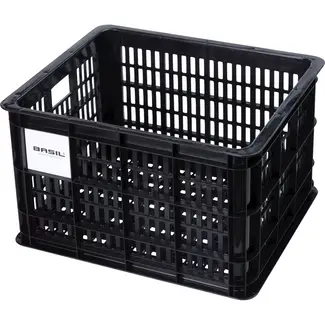 Basil Fietskrat M - Gerecycled Kunststof - 29L - Zwart - Compatibel met MIK en Racktime