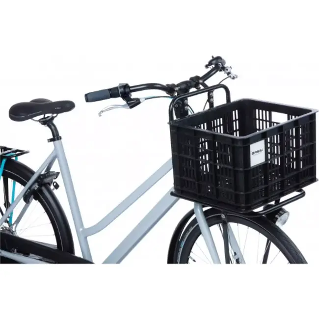 Basil Fietskrat M - Gerecycled Kunststof - 29L - Zwart - Compatibel met MIK en Racktime