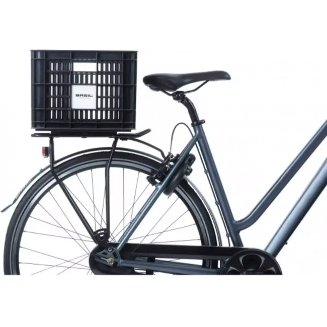 Basil Fietskrat M - Gerecycled Kunststof - 29L - Zwart - Compatibel met MIK en Racktime