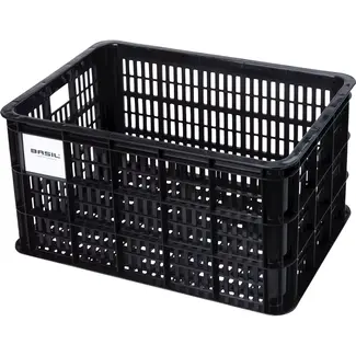Basil Fietskrat L - 40L - Gerecycled Kunststof - Zwart - Inclusief Kratclicker