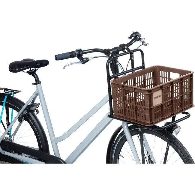 Basil Compacte fietskrat - Gerecycled kunststof - 17,5L - Bruin - Voor diverse bevestigingssystemen