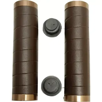 Falkx Leren handvatten - dubbele lock ring - 130 mm - bruin