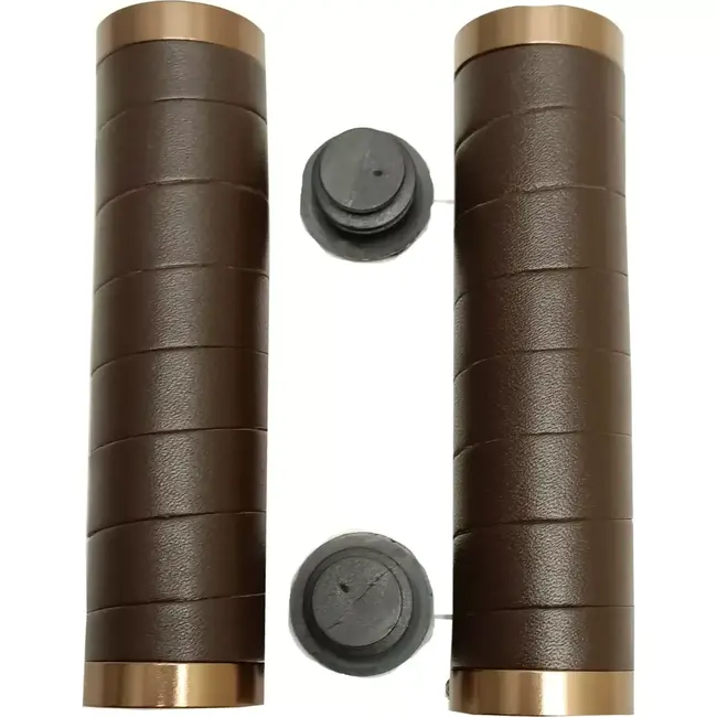 Falkx Leren handvatten - dubbele lock ring - 130 mm - bruin