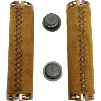 Falkx Handvatten - Bruin Suede - Dubbele Lock Ring - 130 mm - Comfortabele Grip