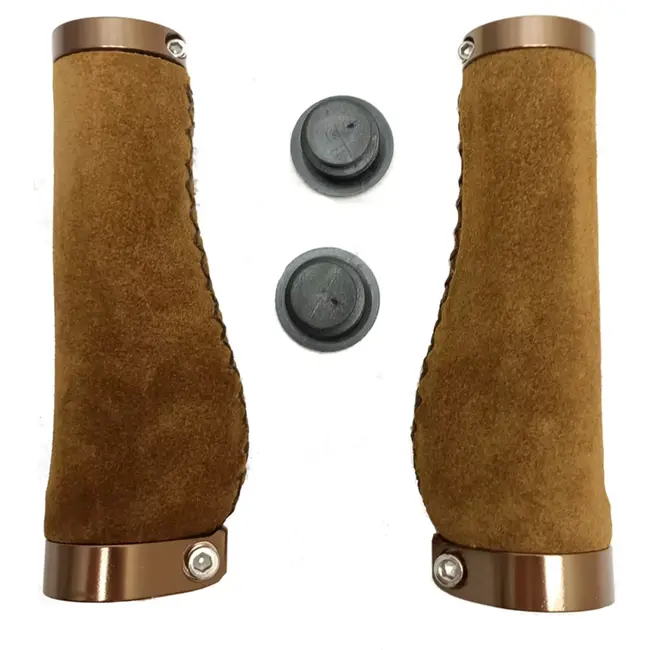 Falkx Comfortabele suede fietshandvatten - bruin - 137 mm - dubbele lock ring