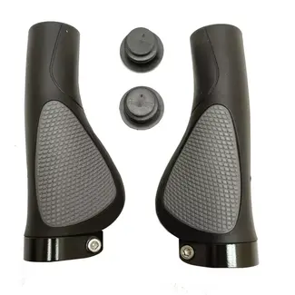 Falkx Ergonomische fiets handvatten - zwart/grijs - 130 mm - met lock ring