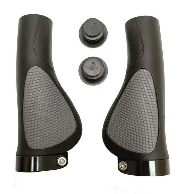 Falkx Ergonomische fiets handvatten - zwart/grijs - 130 mm - met lock ring