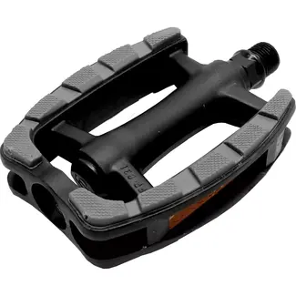 Falkx Lux pedalen - anti-slip - kunststof - reflectoren - zwart - set van 2