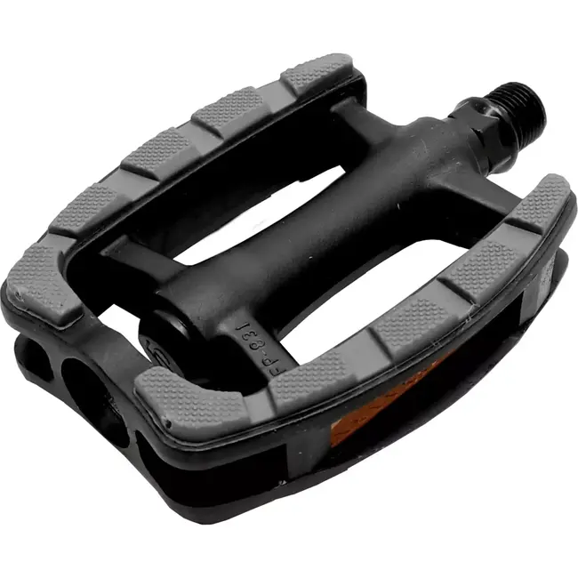 Falkx Lux pedalen - anti-slip - kunststof - reflectoren - zwart - set van 2