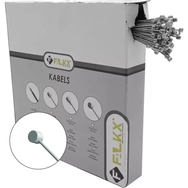 Falkx Rembinnenkabel - 1.5mm x 2.25m - 100 stuks - Zilver - Nippel 7x6 mm