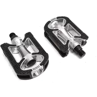 Falkx Alloy pedalen - anti-slip - zwart-zilver - aluminium - 9/16" - reflectoren