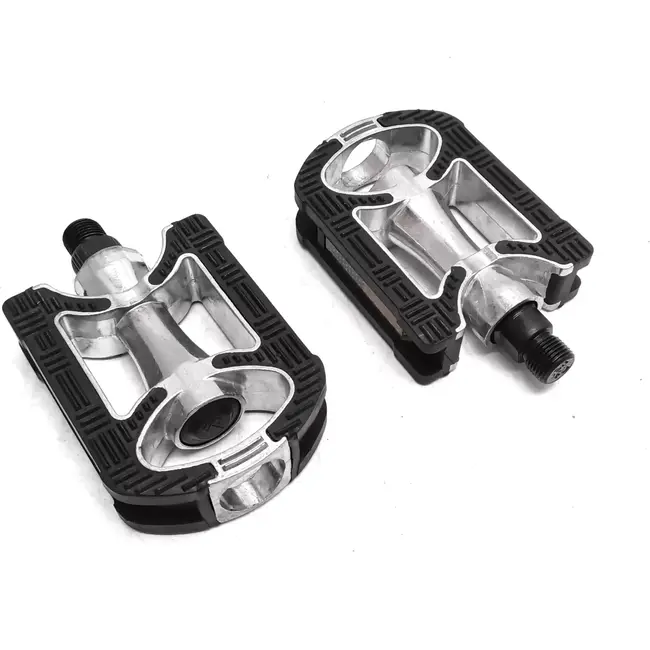 Falkx Alloy pedalen - anti-slip - zwart-zilver - aluminium - 9/16" - reflectoren