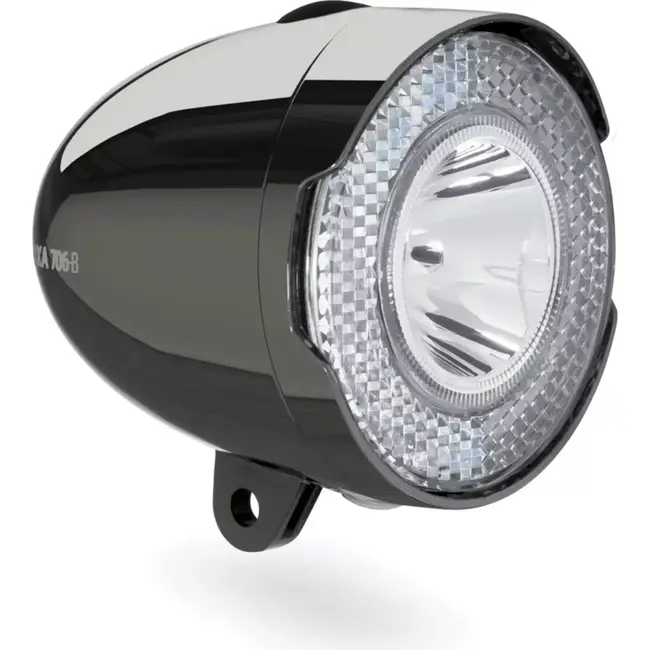 AXA Retro fietskoplamp - 15 lux - Dark chroom - Inclusief batterijen - Tot 50 uur gebruik