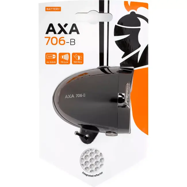 AXA Retro fietskoplamp - 15 lux - Dark chroom - Inclusief batterijen - Tot 50 uur gebruik