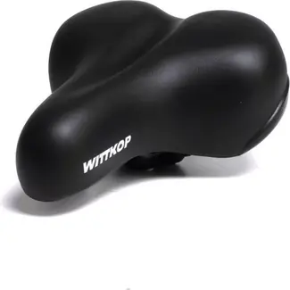 Wittkop Comfortabel fietszadel - Anatomische vorm - Gelpadding - Elastomeer vering - Zwart Wittkop Comfortabel fietszadel - Anatomische vorm - Gelpadding - Elastomeer vering - Zwart
