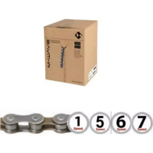 M-Wave Fietsketting 5/6/7-speed - 15m rol - Inclusief 10 verbindingsschakels - Grijs/bruin - 7.3mm breed