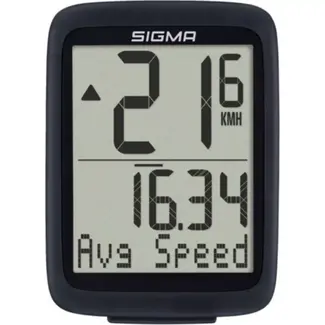 Sigma Fietscomputer met 8 functies - compact en gebruiksvriendelijk - waterdicht en bedraad - groot display - zwart