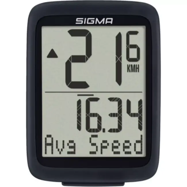 Sigma Fietscomputer met 8 functies - compact en gebruiksvriendelijk - waterdicht en bedraad - groot display - zwart