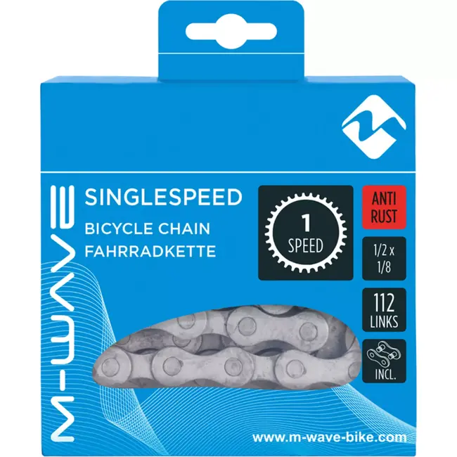 M-Wave Ketting single speed - 112 schakels - zilver - anti-roest - eenvoudig te monteren