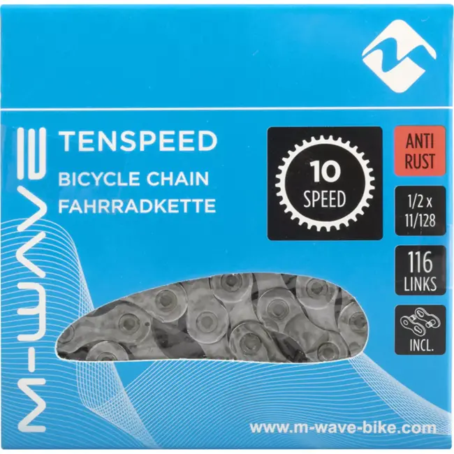 M-Wave Ketting 10-speed - anti-roest - 116 schakels - zilver - duurzaam staal