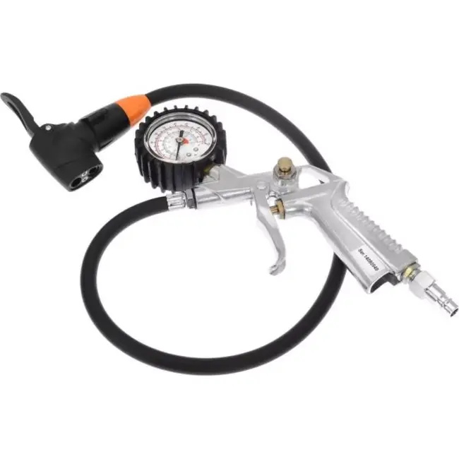 Cyclus Luchtdrukpistool - 1/4" aansluiting - Auto/Schrader/Dunlop - Staal - Zilver/Zwart