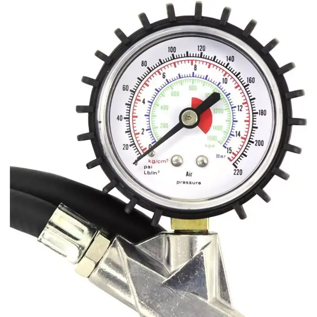 Cyclus Luchtdrukpistool - 1/4" aansluiting - Auto/Schrader/Dunlop - Staal - Zilver/Zwart