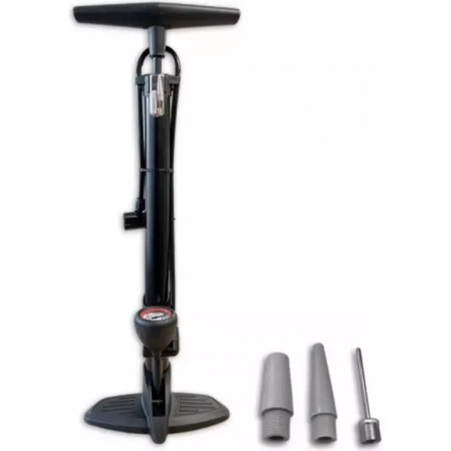 Typhoon Hogedrukpomp met manometer - Stalen buis - Max 6 bar - Zwart - Universeel ventiel - Inclusief adapters