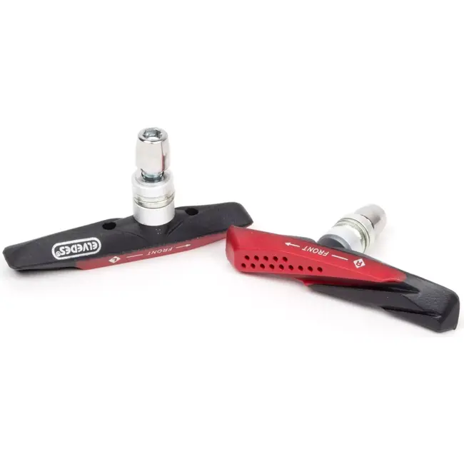 Elvedes V-brake remblokken - Dual compound - 72 mm - Voor nat en droog weer - Zwart met rode accenten