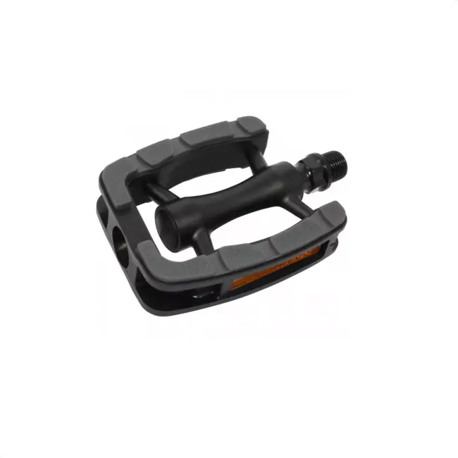 Union Aluminium fiets pedaal - non-slip oppervlak - zwart/grijs - set van 2 - reflectoren - 9/16" as