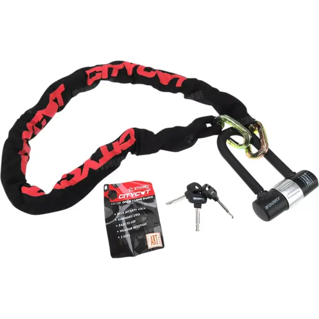 Citycat Kettingslot met loop en mini beugelslot - 120 x 10 mm - Extra lange beugel - Weerbestendig - ART 3 goedgekeurd
