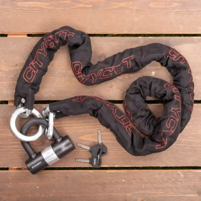 Citycat Kettingslot met loop en mini beugelslot - 120 x 10 mm - Extra lange beugel - Weerbestendig - ART 3 goedgekeurd