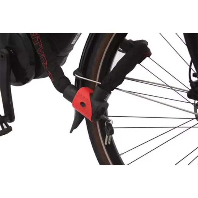 Citycat Kettingslot - 150 cm - ART 3 - Gehard Staal - Nylon Hoes - Zwart/Rood