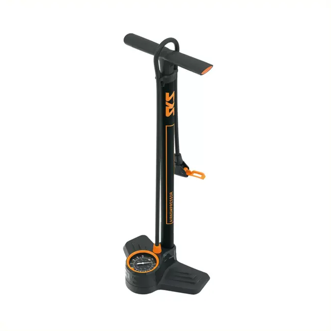 SKS Hogedruk vloerpomp - precisie manometer - lange hogedrukslang - zwart/oranje - 650 mm