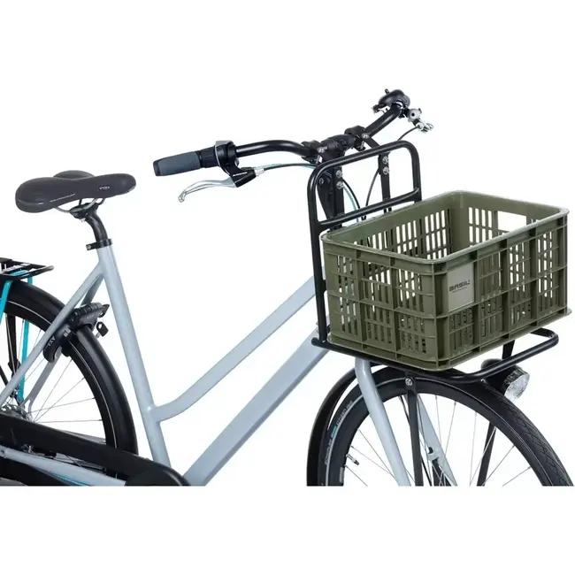 Basil Fietskrat S - Duurzaam Kunststof - 17.5L - Mosgroen - Geschikt voor Adapterplaten