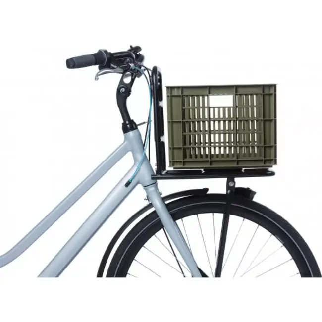 Basil Fietskrat M - Gerecycled Kunststof - Mosgroen - 29,5L - Compatibel met MIK/Racktime