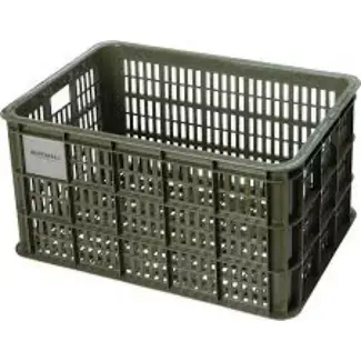 Basil Fietskrat L - Gerecycled Kunststof - 40L - Mosgroen - Compatibel met MIK en Racktime