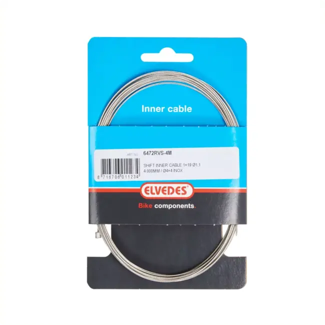 Elvedes RVS binnenkabel versnelling - 4.00m - 4x4mm nippel - Geschikt voor Nexus