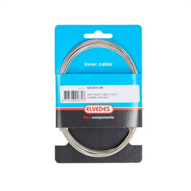 Elvedes RVS binnenkabel versnelling - 5m - 4x4 mm nippel - geschikt voor Nexus - zilverkleurig