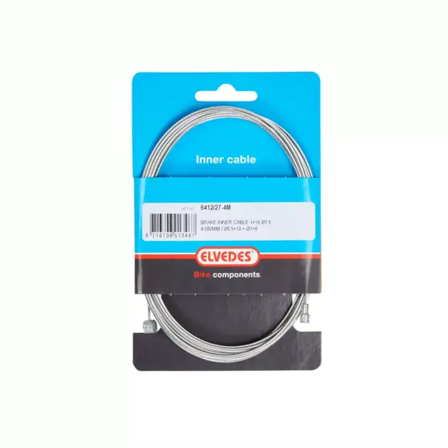 Elvedes Binnenkabel rem - 4m lengte - 1.5mm diameter - 2 nippels - Zilver