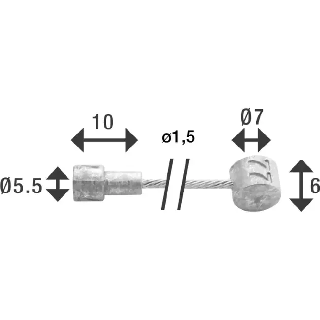 Elvedes Binnenkabel rem - 3m - RVS - 1.5mm - 2 nippels