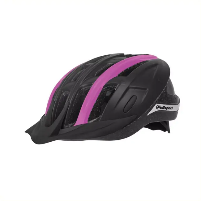 Polisport Fietshelm - In-mold Constructie - Verwijderbare Vizier - Maat L (58-62 cm) - Zwart/Fuchsia Mat