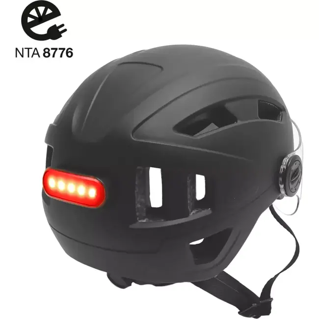 Falkx Helm met LED-achterlicht - mat zwart - maat S (51-54 cm) - NTA 8776 goedgekeurd