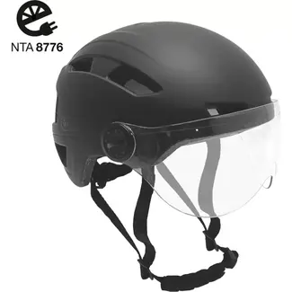 Falkx Helm met vizier - XL 61-63 cm - mat zwart - NTA 8776 - LED achterlicht