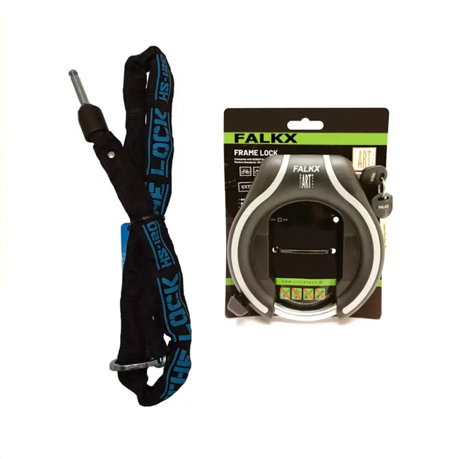 Falkx Ringslot met ART** Certificering en Insteekketting 120 cm - Zwart/Grijs - Optimale Fietsbescherming