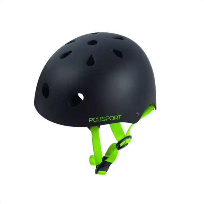 Polisport Kinderhelm - Veiligheid & Comfort - Zwart/Groen - Maat S (53-55 cm)